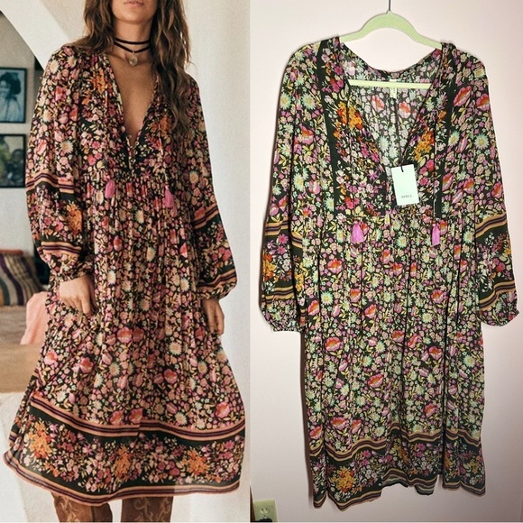 Spell Impala Lilly Boho Midi Dress Long Sleeve Size 3XL 3X NEW